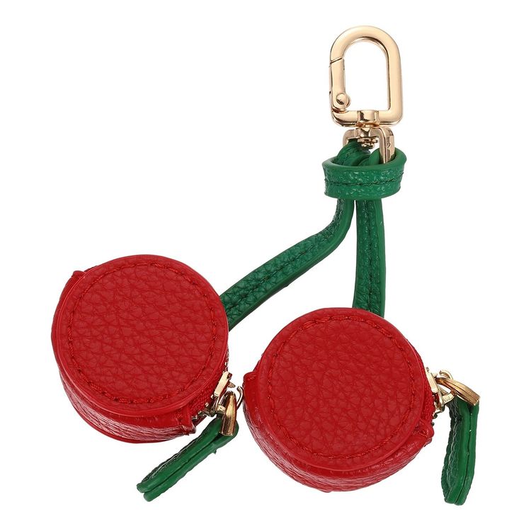 Red And Green Double Round Coin Pouch Keychain image 1
